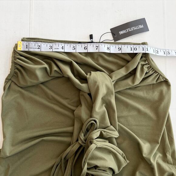 New PLT Petite Khaki Halterneck Twist Detail Maxi Dress UK SIZE XS (US 00/0) - Picture 5 of 9